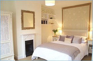 Bedroom at Sky Blue Cottage.